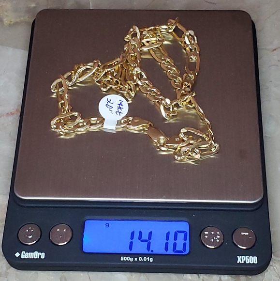 SOLID 14kt YELLOW GOLD Figaro Link Men's Chain - Picture 6 of 7